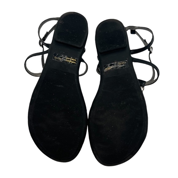 Yellow Box Windflower Embellished Black T-Strap Sandals Size 7 1/2 Women's - Picture 11 of 11